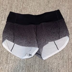 lululemon speed-up black and white gradient shorts